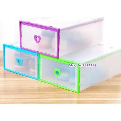 100pcs plastic shoes storage box thicken transparent shoes container stackable shoes case home organizer drawer type