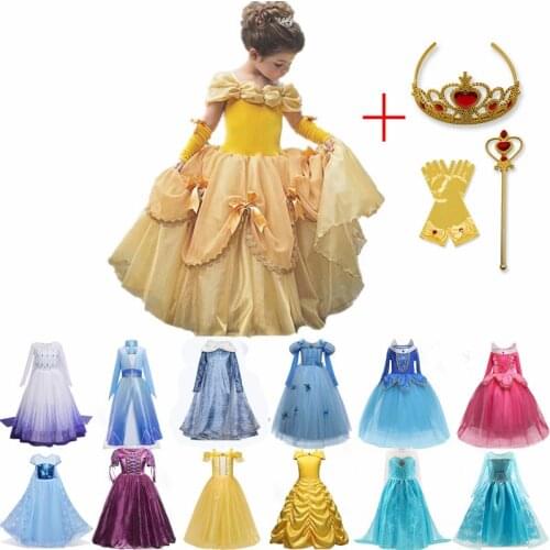 4-10 Years Snow White Hallowenn Crnival Dress up Autumn Winter Elsa Princess Costume Halloween Kids Dresses for Girls Clothing