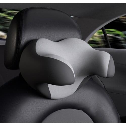 Car Head Pillow Comfortable Solid Color Memory Foam Neck Protection Headrest Pillows Travel Sleep Rest Car Interior Accessories
