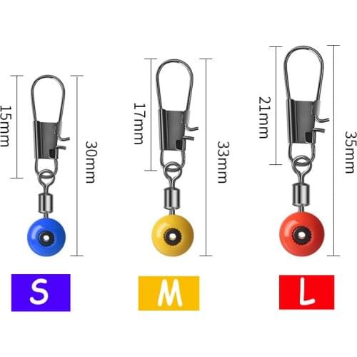 30pcs Fishing Float Bobber Stops Space Beans Connectors with Rolling Swivel Snap Clips Saltwater Fishing Tools Accessories S M L
