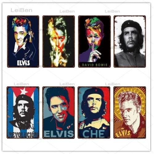 Rock Singer Elvis Portrait Metal Plaque Retro Art Poster Movie Star Retro Metal Tin Sign Club Bar Home Decoration Wall Sticker