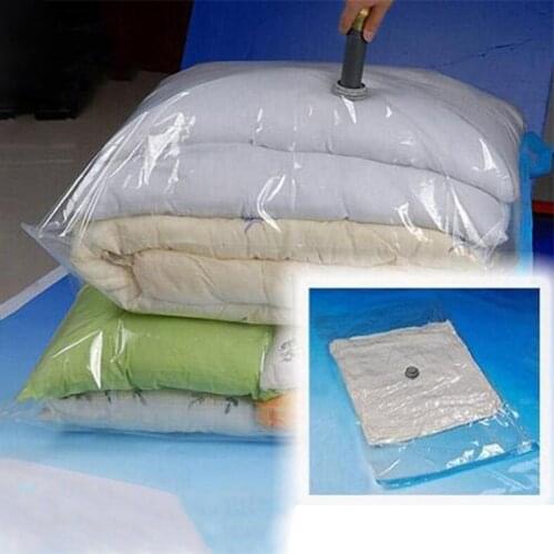 Large Vacuum Bag for Clothes Transparent Border Foldable Compressed Pillow Organizer Storage Bag Space Saving Seal Bags