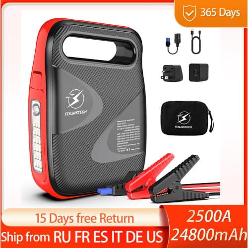 Car Jump Starter 2500A Peak 24000mAh Battery Pack 110V 100W Portable Power Bank Auto Battery Booster fast Charger 3.0 USB port