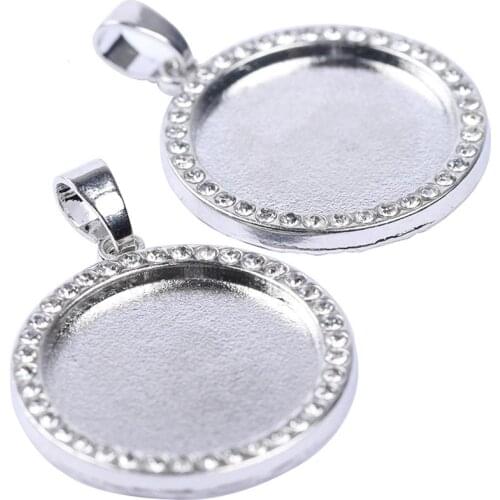 10pcs Rhinestone Cabochon Base Setting 20mm Dia Blank Pendant Trays Diy Necklace Bezels Nickel Free