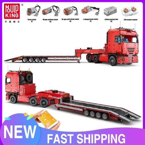 Mould King Technical Building Block MOC-2475 Giant Trailer and Tractor Truck Remote Control Assembly Bricks Toy for Children