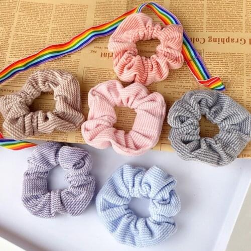 Miss FoUrSy Winter Corduroy Cloth Scrunchies Elastic Hair Bands Girls Solid Color Velvet Ponytail Holder Ropes Hair Accessories