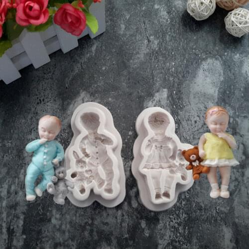 3D Sleeping Baby Silicone Fondant Cake Mould Chocolate Boy/Girl Mold Decor Bake