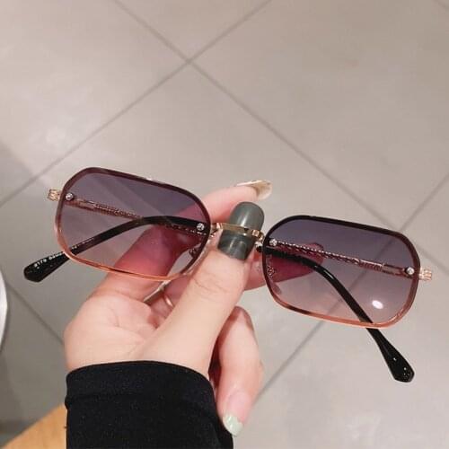 Luxury Metal Samll Sunglasses Brand Rimless Shades for Women Hip Hop Style Sun Glasses Men Gradient Oculos gafas zonnebril dames