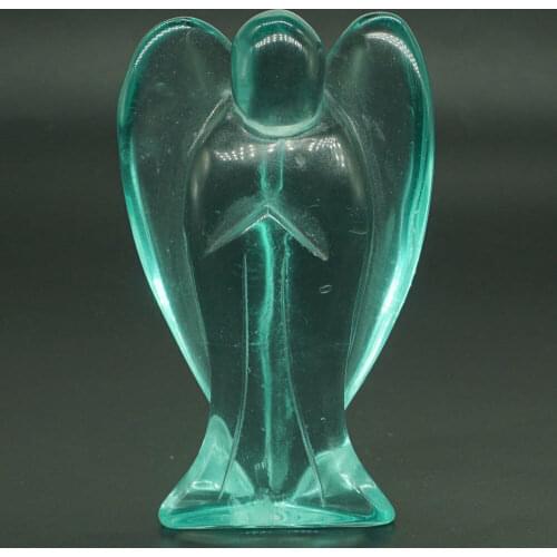 Angel Figurine Miniature Carved Ocean Blue Obsidian Stone Healing Statue Crystal Home Decoration Accessories 3 Inch