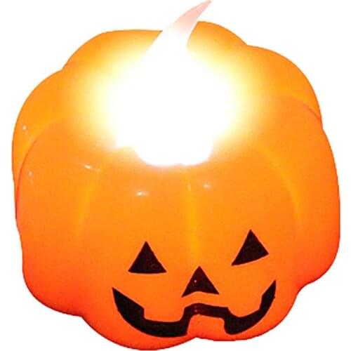 Halloween LED Tea Light Flameless Candle Pumpkin Lantern Plastic Realistic Halloween Night Light Halloween Party Home Decor