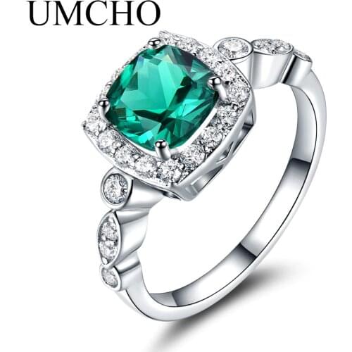 UMCHO Genuine 925 Sterling Silver Rings Emerald Ruby Opal Topaz Birthstone Friendship Jewelry For Women Gifts Fine Jewelry