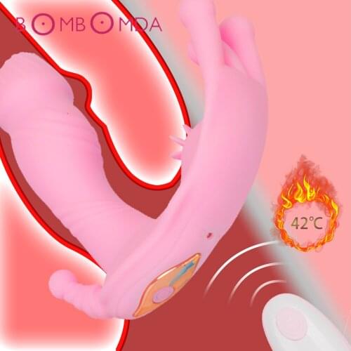 Butterfly Heating Dildo Vibrator Wearable G spot Vibrators Wireless Remote Panties Clitoris Stimulator Adults Sex Toys for Women