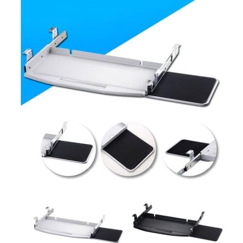 Grey White Black Hung Steel PC Keyboard Pull Out Tray With 360 Degrees Rotation Mouse