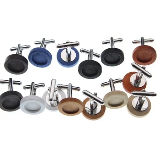 10pcs 12mm Wood Cabochon Settings Cufflinks Blank Base Round French Cuff Links Blank Tray Setting Diy Jewelry Findings Z1130