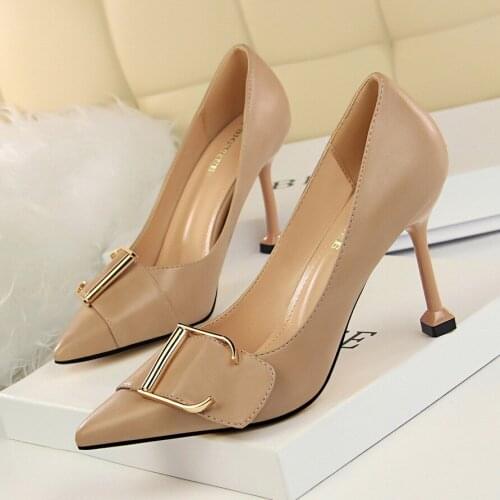 278-3 professional ol high heels womens shoes high heels shallow mouth pointed metal belt buckle sexy thin single shoes