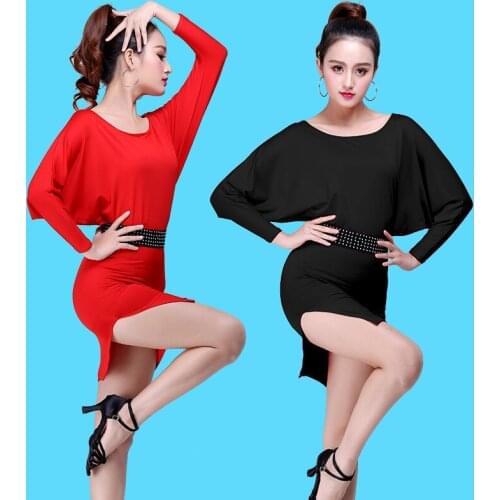 Latin dance costume senior women latin dance competition dress latin dance dresses Bat sleeves latin dance dress for sale