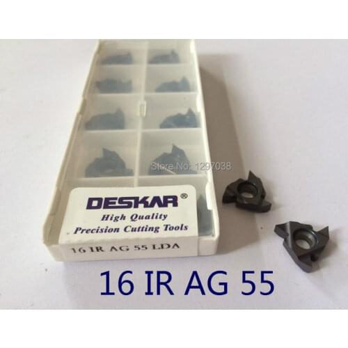 10pcs 16IRAG55 Threaded Inserts Indexable Tungsten Carbide Threading Lathe Inserts for Threaded Lathe Holder