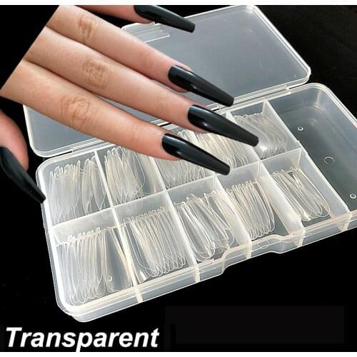 100Pcs/Box Coffin Nail Tips Cover Extra Long Acrylic Extension System False Nails Manicure Press On Tip Salon Supply Fake Nails