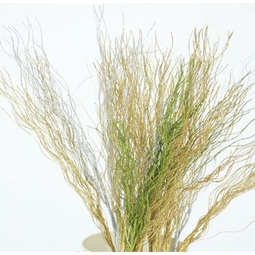 65cm golden silver glitter bling flower branches Eulaliopsis binata artificial Dried grass gilded grass Christmas flower