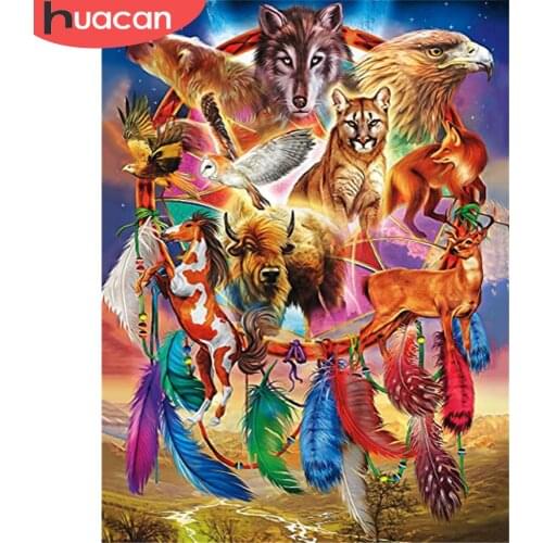 HUACAN Full Square Diamond Painting Wolf 5D DIY Animal Diamond Embroidery Eagle Cross Stitch Kit Handmade Gift Home Decor