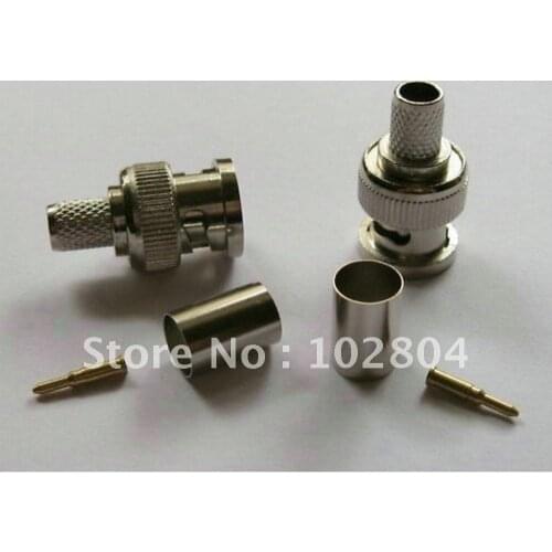 BNC Plug Crimp Coaxial Connector 3-Piece for RG59 50 Set per Lot
