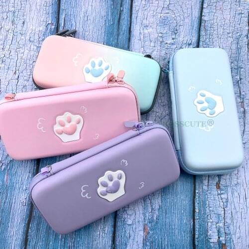 Cat Paw Carrying Case For Nintend Switch Game Console & Accessories, Silicone Hard Shell Pouch Waterproof Protective Cover