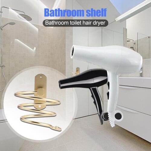 Hair Dryer Holder Hairdressing Blower Bracket Hanging Aluminum Shelf Storage Organizer Hairdryer Holder Bracket Bathroom Supplie