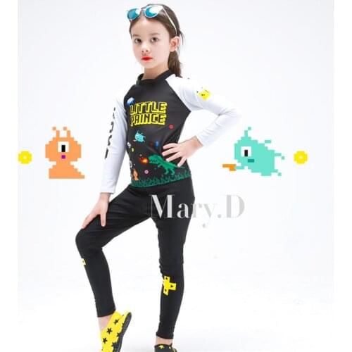 Girls' split swimsuits, small and medium-sized childrens long-sleeved sunscreen and quick-drying diving surfing swimsuits