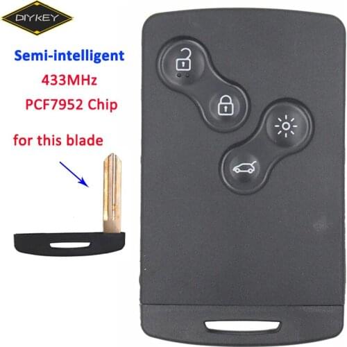 DIYKEY 433MHz with PCF7952 Chip for Renault Koleos 2009 2010 2011 2012 2013 2014 Semi-Intelligent Remote Key 4 Button PCF7952