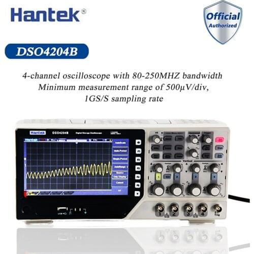 Hantek DSO4204B USB Digital Oscilloscopes 4Channels 200Mhz 1GS/s Sample Rate PC LDC Display Electric Storage Oscilloscope
