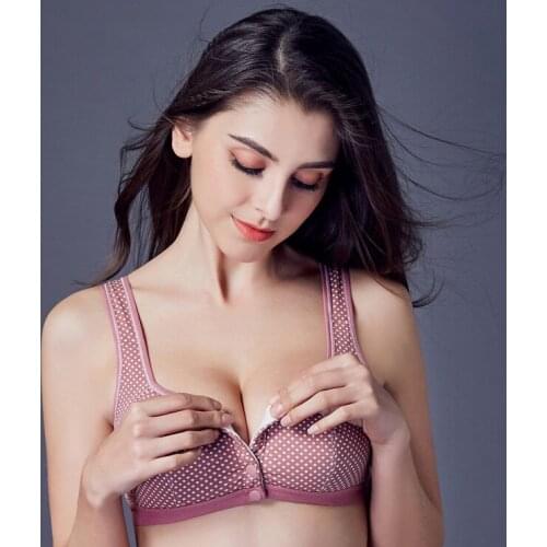 Cotton spandex front four buckles vest style breastfeeding sports sleep bra underwear gathering comfortable breathable bra