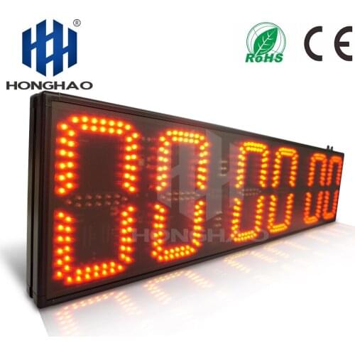 Honghao Red LED 8'' 6 Digit Hot Sale Single-side Led Not-Waterproof Outdoor Race Timer Clock