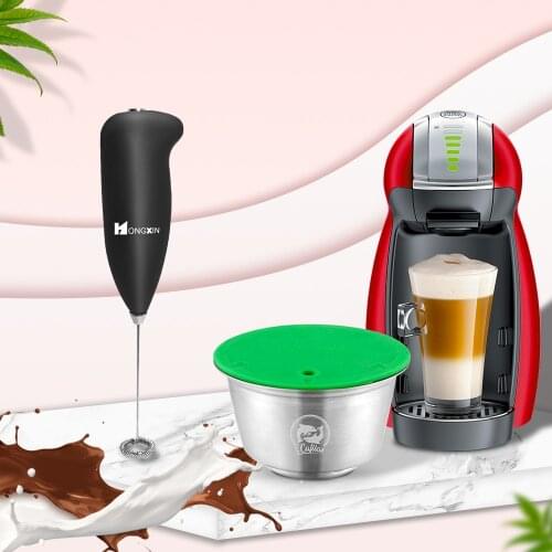 ICafilas Dolci Gusto Crema Coffee Filters Stainless Steel Refillable Reusable Coffee Gift Dolce Gusto Capsule Pod Tamper Spoon