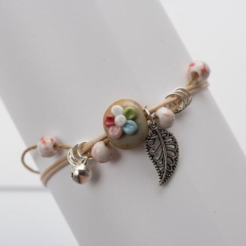 Ceramic Flower Hand-made Bracelets Boho Ethnic Bangles Braelets For women Gift DIY Jewelry #GY561