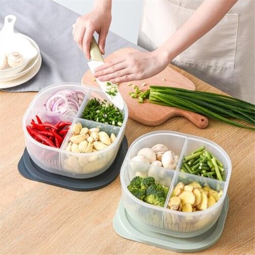 Storage Box With Lid Fresh-Keeping Refrigerator Separate Drain Crisper Sealed Transparent Kitchen Containers Fruit Storage