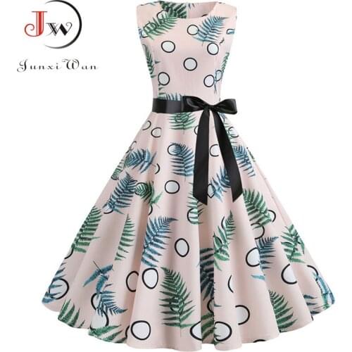 Summer Dress Women Casual O-Neck Floral Print Sleeveless Midi Beach Vestidos 2021 Plus Size Elegant Vintage Party