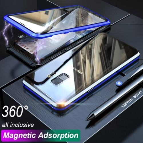 360 Magnetic Double Tempered Glass Case for Samsung Galaxy S10 S9 Plus s10plus S8 Magnet Flip Cover for Samsung Note 10 Pro 9