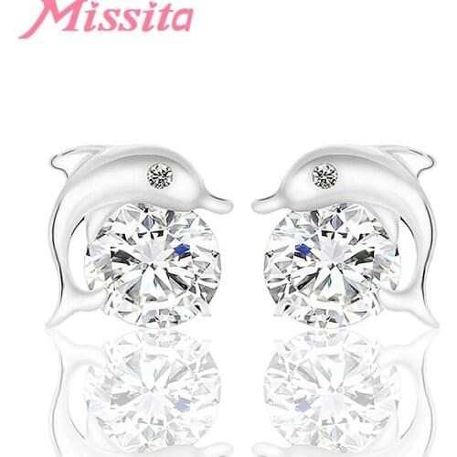 MISSITA New Fashion Cute Dolphin Earrings For Women Silver Color Fashion Jewelry Girlfriend Anniversary Gift Hot Sale