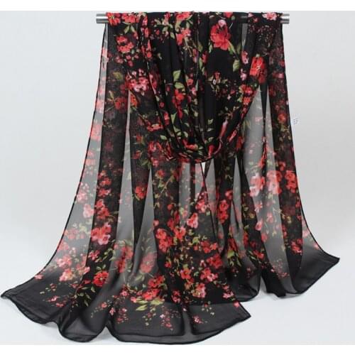 Fashion New Long Chiffon Silk scarves 1PC 160cm*50cm Floral Print Woman Muffler polyester scarf FZ053