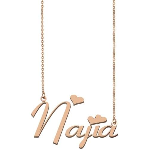 Najia Name Necklace , Custom Name Necklace for Women Girls Best Friends Birthday Wedding Christmas Mother Days Gift