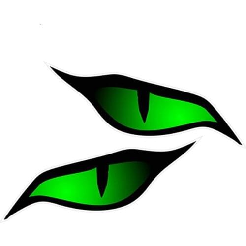 Pair Of Evil Eye Eyes Design In Green For Motorbike Biker Helmet Car Sticker 3D Car Styling