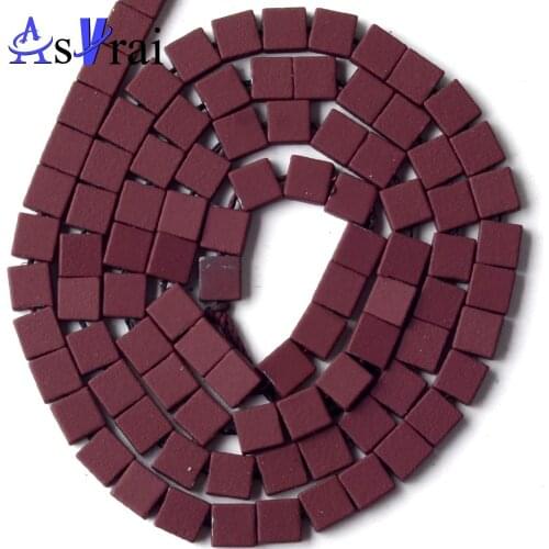 Natural Wine Red Hematite Stone Rubber Matte Squar Shape Beads For Jewelry Making 4*4mm Spacer Loose Beads Diy Bracelets 15"