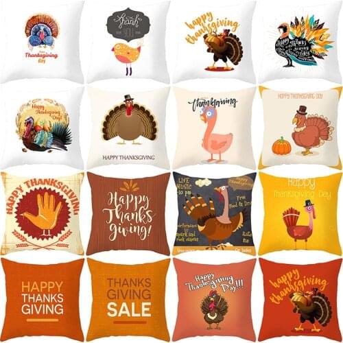 Thanksgiving Day Cartoon Pumpkin Turkey 45*45 Throw Pillow Cases Home Decoration Living Room Decor Cushion Cover Fast