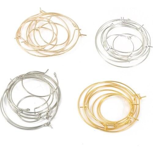 Wholesale 50pcs Metal Earring Round Wire Hooks Circle Ear Clasps For Jewelry DIY Handmade Earring Making