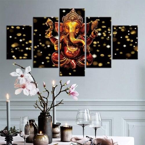 HD Print 5 Pieces Canvas Wall Art Shiva India Lord Elephant Religion Buddha Painting Home Decor Wall Art Drop shipping