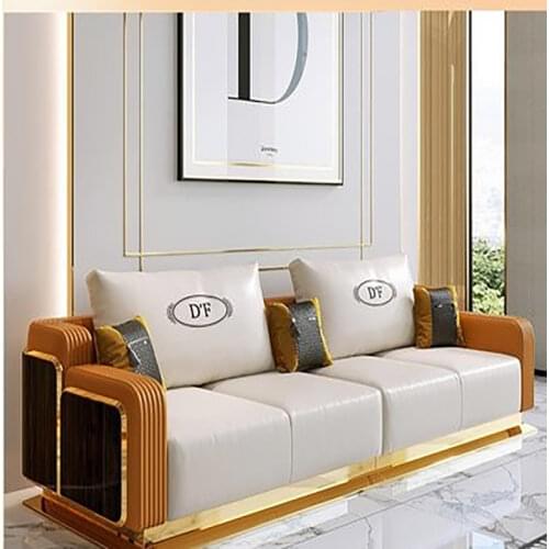 Postmodern light luxury full leather sofa first layer cowhide combination Italian villa high-end luxury living room furniture