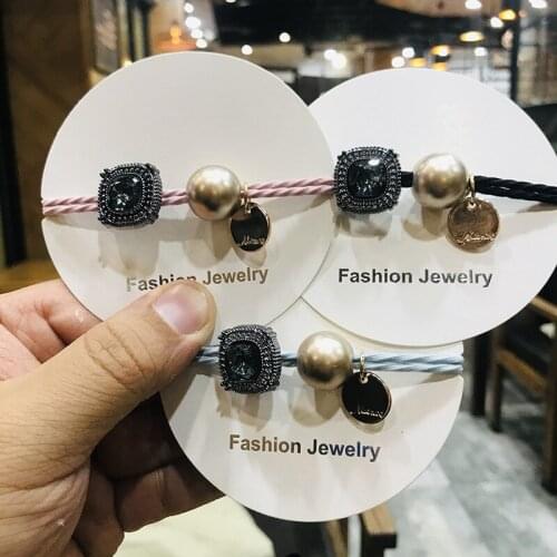 Simple Fine Design Fashion Hot Selling Hair Band Amber Crystal Hair Rope Alloy Balls Hair Rings Headpiece Women Girls Gifts