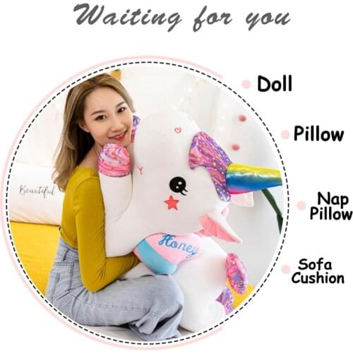Seelaugh 40-80cm Kawaii Giant Unicorn Plush Toy Soft Stuffed Unicorn Soft Dolls Animal Horse Toys For Children Girl Pillow Birth