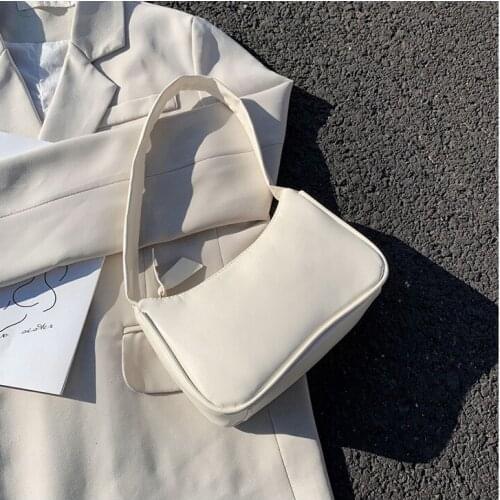 2021 New Handle Bag Women Retro Handbag PU Leather Shoulder Totes Underarm Top Handle Bag Female Small Subaxillary Bags Clutch