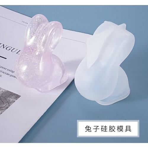 DIY three-dimensional rabbit resin mold doll rabbit crystal epoxy mold cute long-eared rabbit silicone mold